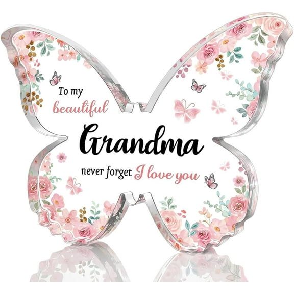 Grandma Gifts, Gifts for Grandma - Acrylic Butterfly Engraved Plaque 3.9x3.0x0.4 in, Gifts for Grandma, Grandma Gifts from Grand kids, Best Grandma Gifts