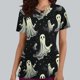 thumbnail image 2 of Tops Cortos para las Mujeres, Halloween Impreso en Cuello en V con Bolsillo, Moda Casual Manga Corta, 2 of 5