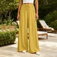 thumbnail image 5 of CHGBMOK Women's Plus Size Palazzo Pants Elastic High Waist Drawstring Wide Leg Pants Flowy Floor-Length Trousers with Pockets Loose Casual Pants, 5 of 9