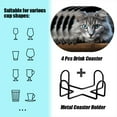 thumbnail image 2 of Drink Coasters Set of 4 with Holder Portrait of beautiful fluffy gray cat with blue eyes lying on wooden table Water Absorbent Ceramic Coasters Tabletop Protection,Suitable for Various Cup, 2 of 4