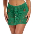 thumbnail image 2 of XUNKUSGA Beach Cover Ups for Women Fashion Tie Waist Crochet Mini Skirts for Women Soild Color Drawstring Hollow Out Knit Beach Skirt for Holiday S-L,Green, 2 of 5