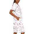 thumbnail image 2 of Sleep Dress Women New Women’s Zip Print Nightgown with Pockets Round Neck Pleated Sleep Dress Summer Loose Comfy Home Nightshirt, 2 of 6