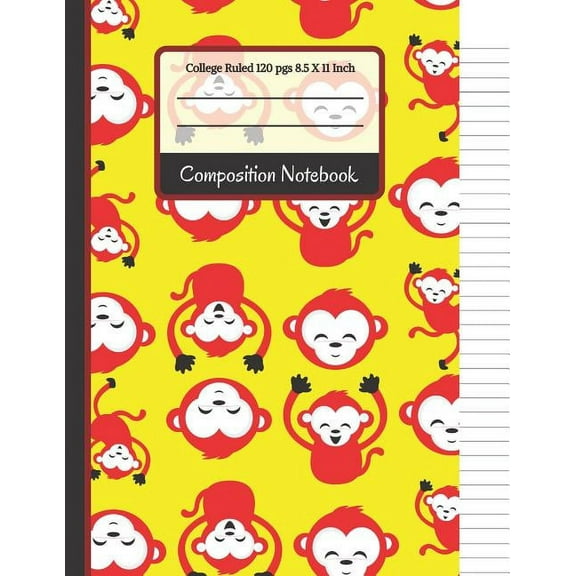 Composition Notebook: Bright Red and Yellow Monkey College Ruled Notebook for Girls, Boys, Kids, School, Students and Teachers (Paperback)