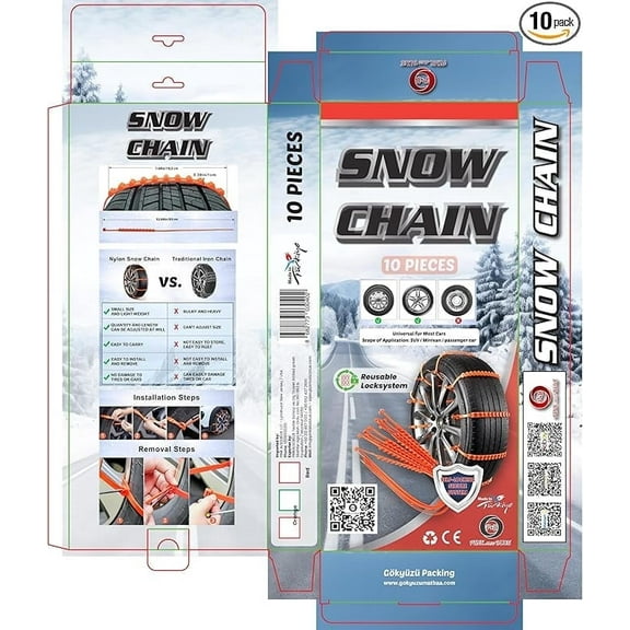 Snow Chains for SUVs, Minivans, and Passenger Cars 10 Pieces