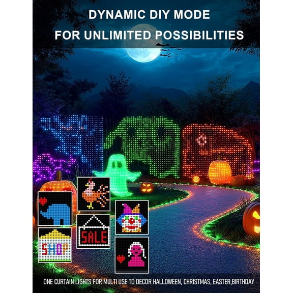 Smart Curtain Lights, 400LED 6.6FT x 6.6FT Color Changing Valentine's Day Christmas Lights with Remote & APP, Dynamic  Fairy String Lights for Indoor Outdoor Bedroom Decorations