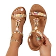 thumbnail image 4 of Women's Sandals & Slides Wide Fit Bohemian Wedge Sandal Lightweight Summer Elastic Ankle Strap Walking Shoes Comfortable Open Toe Slingback Orthopedic Sandals for Holiday Beach Coffee 7.5, 4 of 7