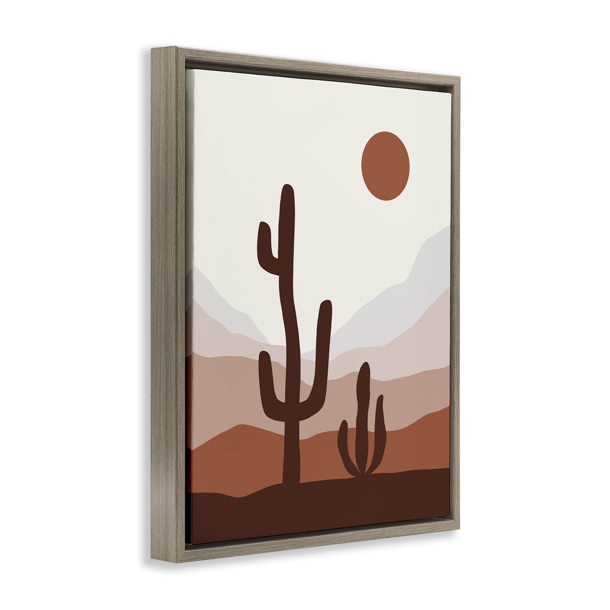 Stupell Industries Sun Over Desert Life Abstract Painting Brown Floater Framed Canvas Art Print Wall Art, 17 x 21