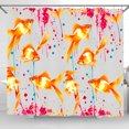 thumbnail image 1 of Vibrant Goldfish Shower Curtain Colorful Splash Design with Pink Teal & Blue Artistic Bathroom Decor, 1 of 4