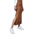 thumbnail image 5 of Fsqjgq Skirts for Women Golf Skirts for Women Brown Pleated Long Skirts for Women Fashion Black Plus Size Skirt Women's Half Skirt And Solid Color With Wrap Skirt And Split Skirt M, 5 of 5