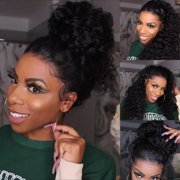 Deep Wave Lace Front Wig, Human Hair, 180 Density, HD Full Lace Front Wig, Curly Human Hair Wig with Baby Hair for Women