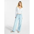 thumbnail image 2 of No Boundaries Tie Front Lace Trim Top with Long Sleeves, Women’s XXS-XXL, 2 of 5