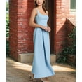 thumbnail image 5 of Defitshape Women's Ankle A Line Long Dress Backless Dresses Autumn Bunched Sleeveless Billowy Chic Shirred Waist Sundress Light Blue Small, 5 of 5