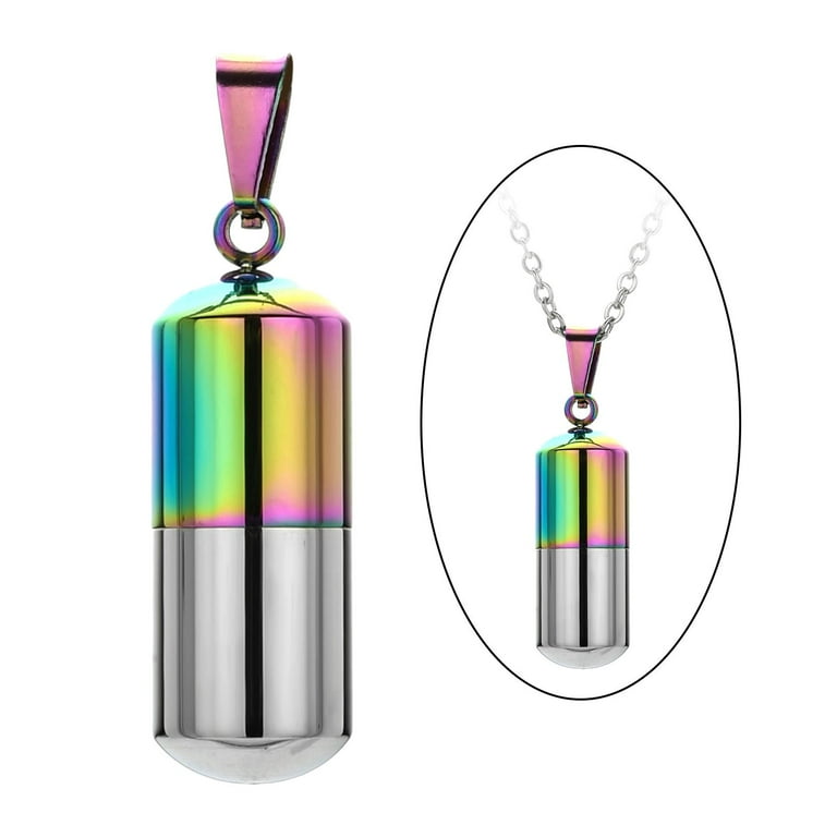 Vial Necklace Stainless Steel Urn Necklaces for Capsule Tube Vial Colorful