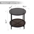 thumbnail image 4 of Kinbor Outdoor Wicker Side Table – Roud Patio End Table with Tempered Glass Top, Rubber Suction Pads & Storage Shelf, All-Weather Rattan Coffee Table for Balcony, Porch, Deck, Garden, Easy Assembly, 4 of 8