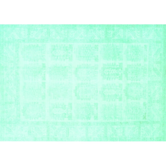 Ahgly Company Indoor Rectangle Persian Turquoise Blue Traditional Area Rugs, 7' x 9'