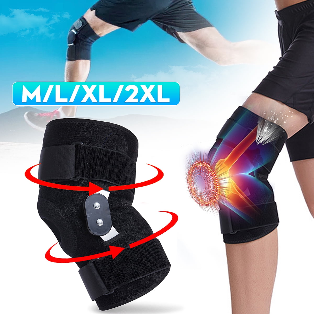 Aluminium DoubleHinged Knee Brace, Hinged Knee Brace for Men and Women, Knee Support for
