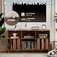 thumbnail image 5 of Studyset 55" Large Record Player Stand | Mid-Century Modern Wood Media Console with Charging Station | Vinyl Record Storage Cabinet with 2 USB Ports, Open Shelves & Turntable Holder, 5 of 5
