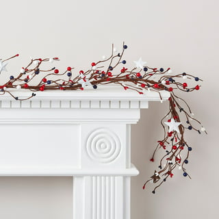 Red, White & Blue Pip Berry Garland, Country Floral Spring Garland