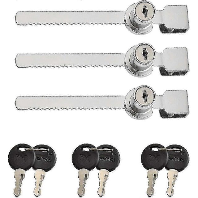 3 Pieces Terrarium Display Cabinet Sliding Glass Door Lock, Sliding Glass Door Latches, Cam Locks, Mailbox Drawer Cupboard Lock With 6 Keys, Zinc Allo