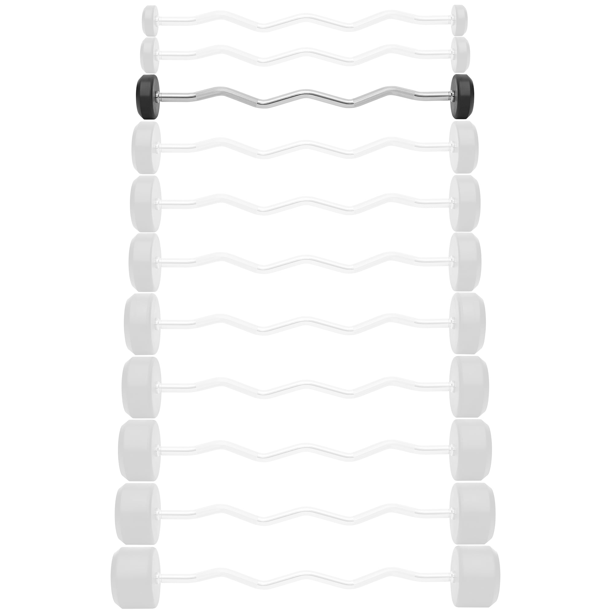 Philosophy Gym Rubber Fixed Barbell, 30 LB Pre-Loaded Weight EZ Curl Bar for Strength Training & Weightlifting