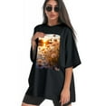 thumbnail image 3 of Plus Size Shirt for Women Black Tops for Women Short Sleeves Shirt for Women Daisies1 T Shirt Oversized Shirt for Women S, 3 of 5