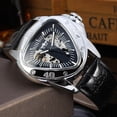 thumbnail image 2 of Reloj de pulsera mecánico automático para hombre con correa de PU (negro y plateado), 2 of 5