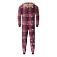 thumbnail image 5 of Odeerbi Christmas Onesie Pajamas for Family Holiday Sleep Jumpsuit Long Sleeve Family Christmas Pajamas Matching Sets Dad Fashion Lattice Print Plush Jumpsuit Sleepwear PJs Set Red, 5 of 5