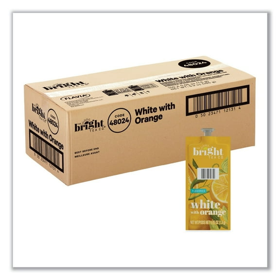 FLAVIA 48024 0.05 oz. Pouch The Bright Tea Co. Freshpack - White with Orange (100/Carton)