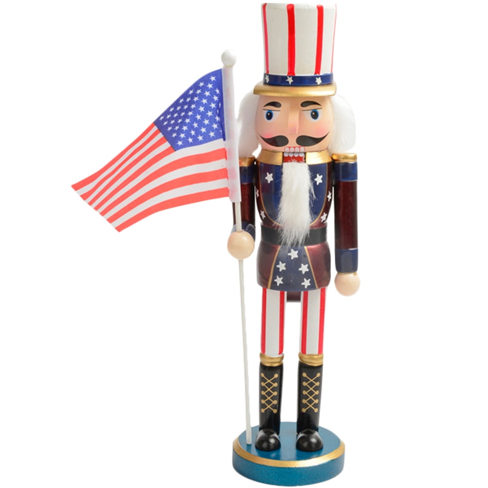 American Style Nutcracker Decoration Wooden Nutcracker with Flag