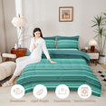 thumbnail image 4 of Castle Fairy Minimalist Horizontal Stripe King Size Comforter Sets 3pcs,Geometric Thin Line Comforters King Size,Teal Mint Emerald,Reversible,1 Comforter and 2 Pillowcases, 4 of 6