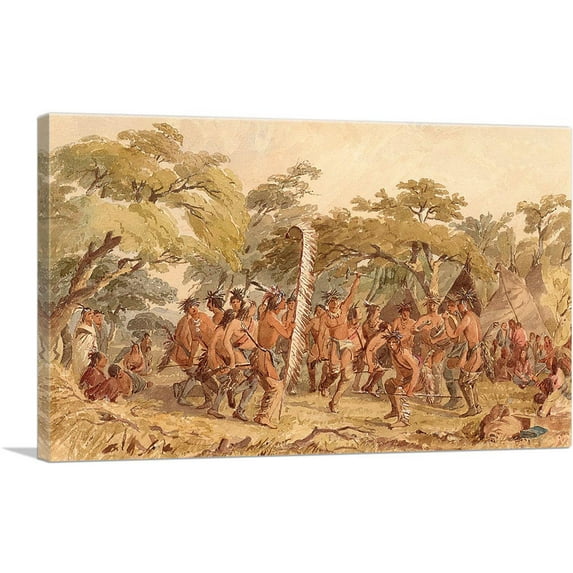 ARTCANVAS Beggar's Dance Canvas Art Print by Seth Eastman - Size: 60" x 40" (1.50" Deep) (3-Piece)