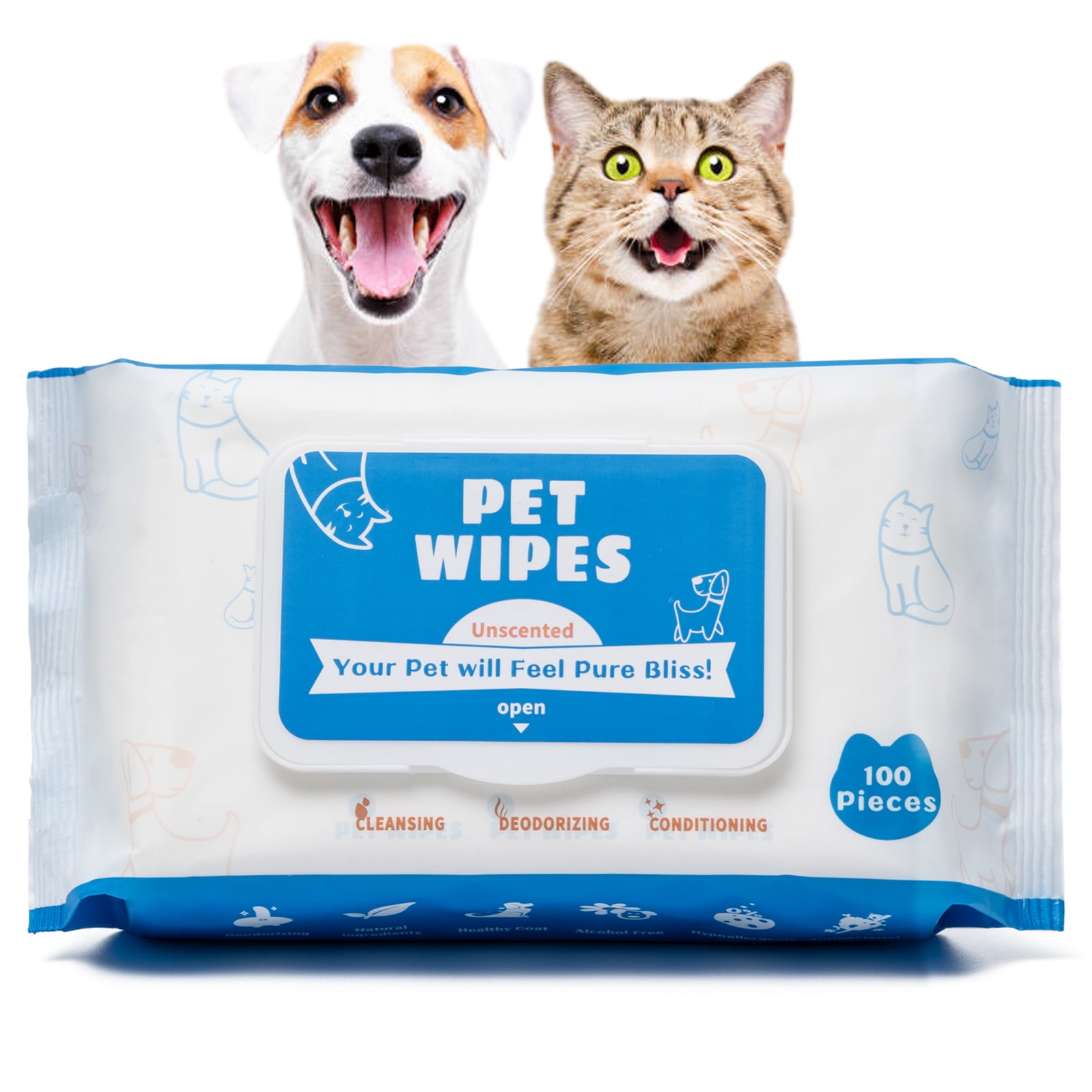 Tikysky Pet Wipes for Dogs & Cats, 100 Count Dog Wipes Cleaning Puppy