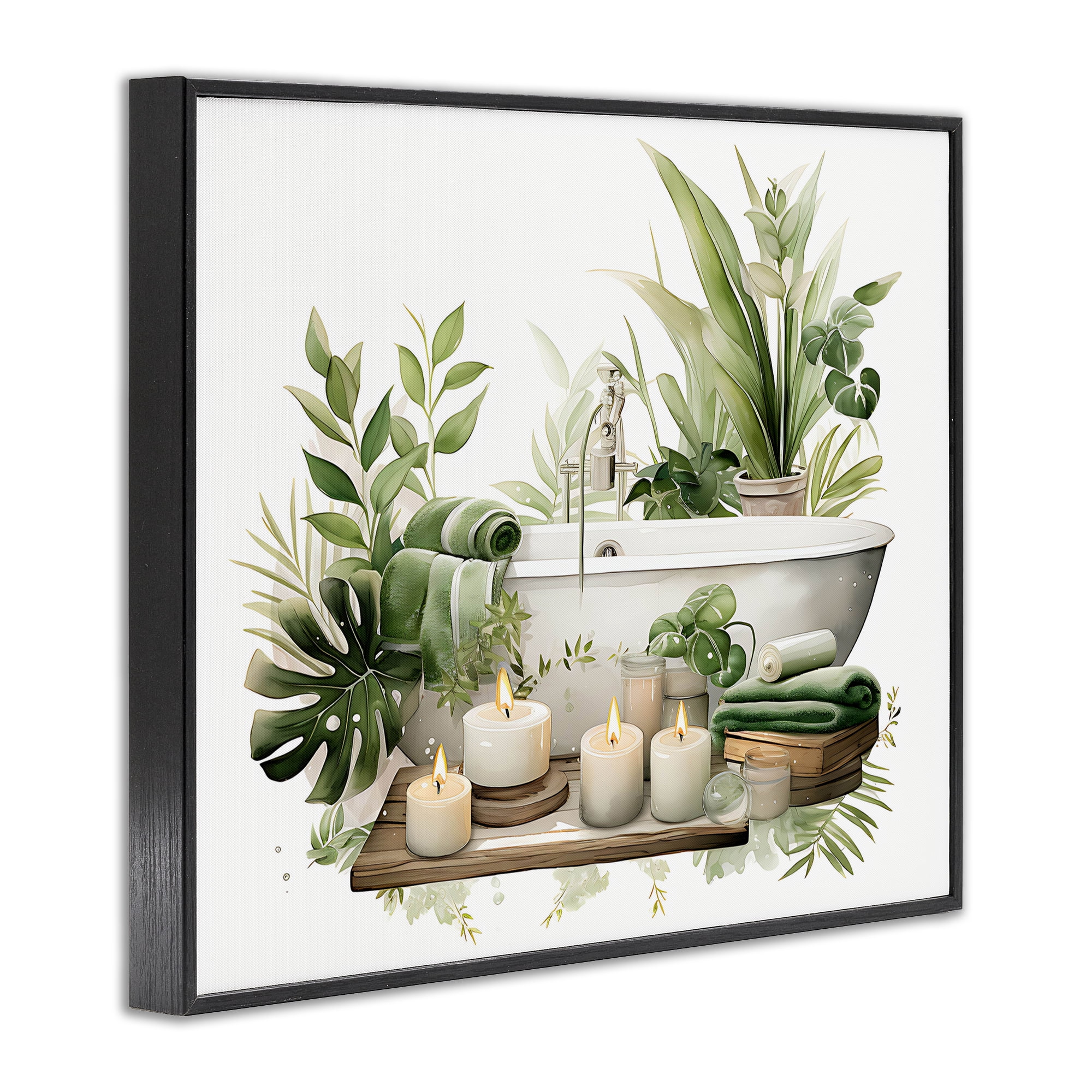Tropical Zen Bathtub Black Framed Giclee Art, design by Lettered and Lined