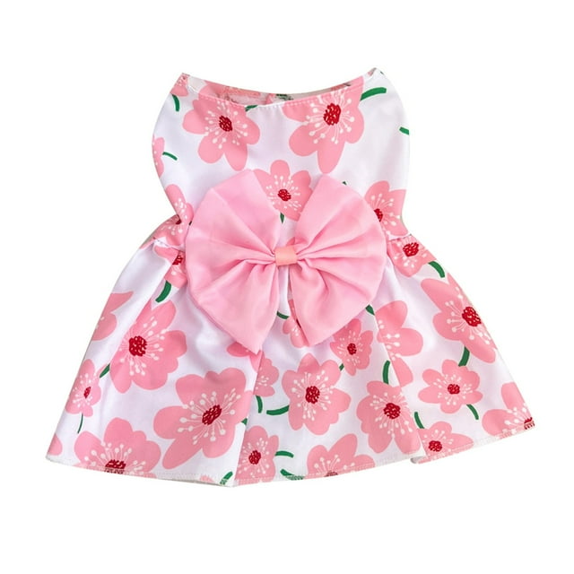 Floral Pet Dress - Polyester Fabric, Adjustable Snap Buttons, Breathable Mesh, Leash Attachment, Suitable for Small Dogs & Cats