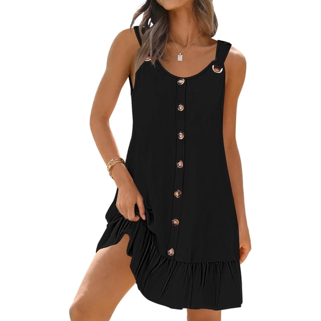 Vestido de verano ETCYY NEW con columpio escalonado para cubrir la playa, negro