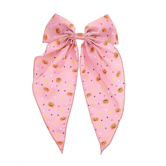 Way to Celebrate Pink Jack-O-Lantern Print Halloween Hair Bow, 1 Piece