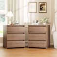 Homfa 3 Drawers Nightstand Set of 2, Small Sofa Table, Wooden Storage