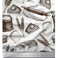 thumbnail image 1 of Soimoi Georgette Viscose Fabric Rolling Pin,Wheat & Sandwich Bread Food Print Fabric by the Yard 42 Inch Wide, 1 of 1