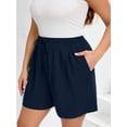 thumbnail image 6 of SHOWMALL Women's Plus Drawstring Shorts Navy Blue 3X Summer Elastic Waist Casual Lightweight with Pockets, 6 of 7