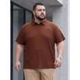 thumbnail image 4 of DARING DIVA Men's Big Tall Casual Short Sleeve Work Textured Knitted Polo Shirt 2XL Brown, 4 of 7