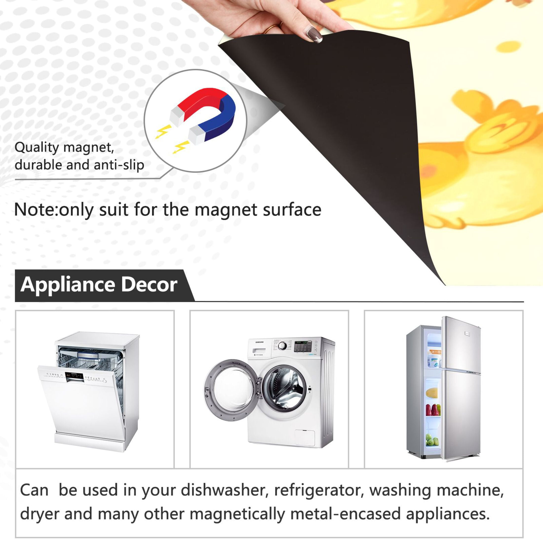 Dishwasher Magnetic Sticker 23x26 Inch Refrigerator Magnetic Sticker Washing Machine Magnetic Sticker Kitchen Panel Magnetic Sticker Home Decor Cute Yellow Chicken