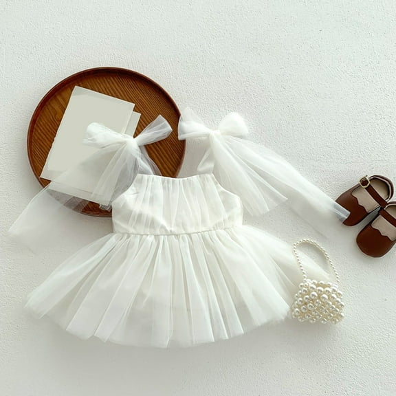Infant Girls Dress White Long Sleeve Girls Fall Dresses Clothes for Girls Princess Dress Up for Girls 0-3M
