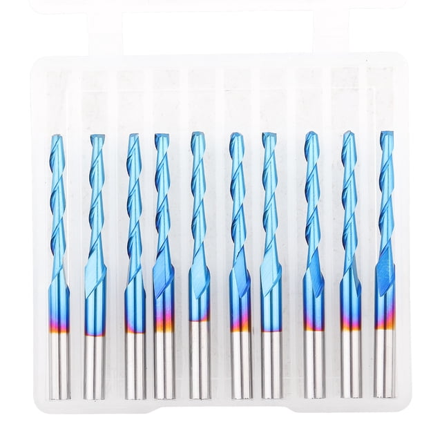 10Pcs 2 Robinet Routeur Bit Bleu Enduit Boule en Spirale Fin Fraise 2 x 17mm
