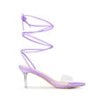 thumbnail image 3 of BLISSFUL STEP Women's Clear Strap Lace Up Clear Stiletto Heel Sandals Purple 8, 3 of 7