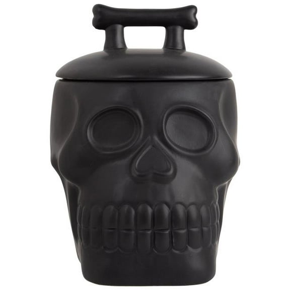 Home Essentials & Beyond 93961 89 oz Black Skull Canister with Bone Lid for Unisex
