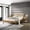 Textured Polyester Headboard Queen Bed, variant on LHKJ Rubberwood Platform Bed, Light Walnut, Queen