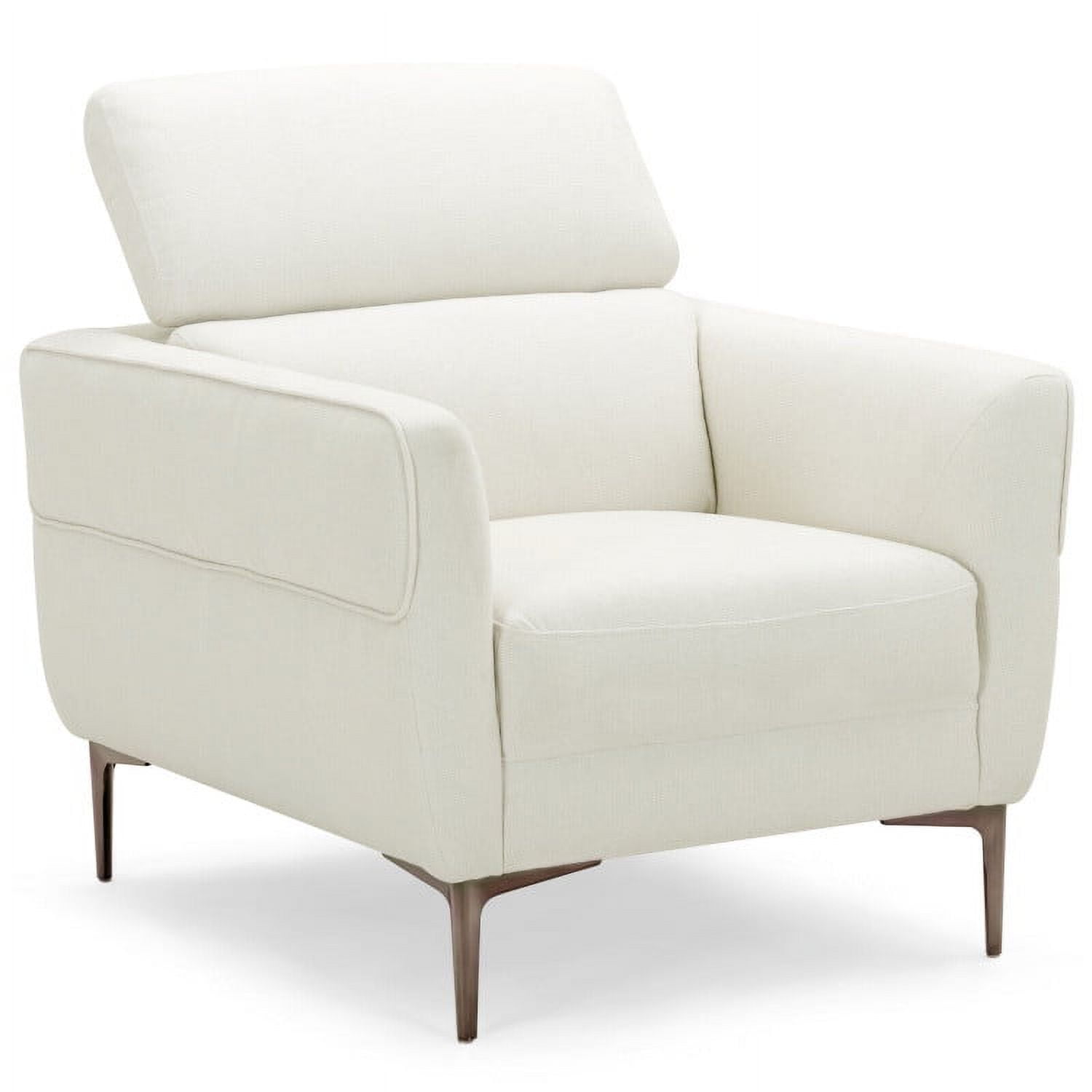 Finihen Single Sofa, Upholstered Sofa, Modern Upholstered Single Sofa with Adjustable Headrest, for Living Room, White