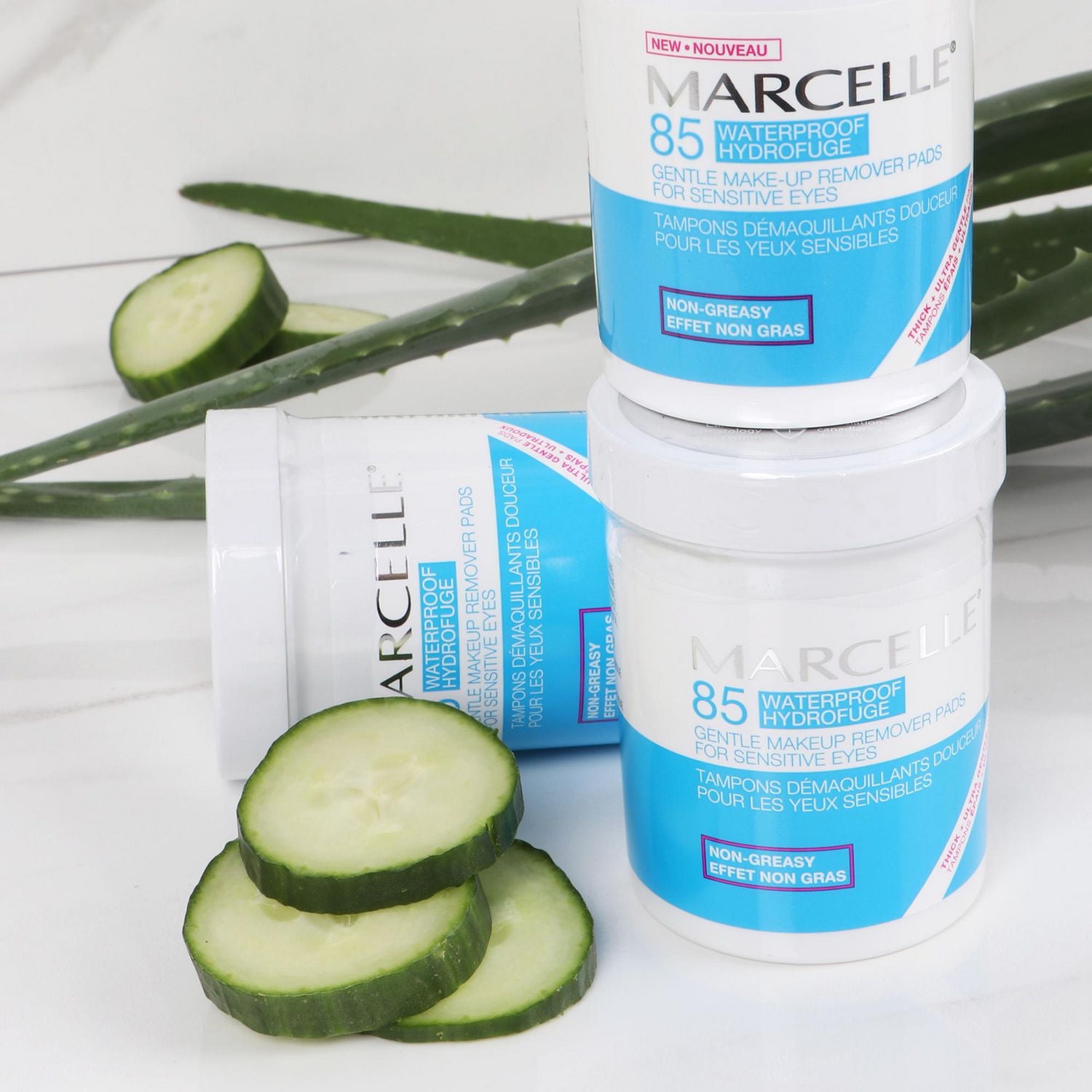 Marcelle Tampons démaquillants douceur pour les yeux sensibles Élimine le maquillage hydrofuge, 85 tampons