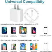 iPhone 11 12 13 14 Fast Charger-Apple MFi Certified-20W PD Type C Power Wall Charger with 6FT Charging Cable Compatible with iPhone 14/14ProMax/13/13ProMax/12/12mini/12pro/12ProMax/11/11Pro iPad Air