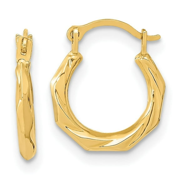 Auriga Fine Jewelry 14K Yellow Gold Twist Hoop Earrings for Women (L- 12.99mm, W- 11.14mm)